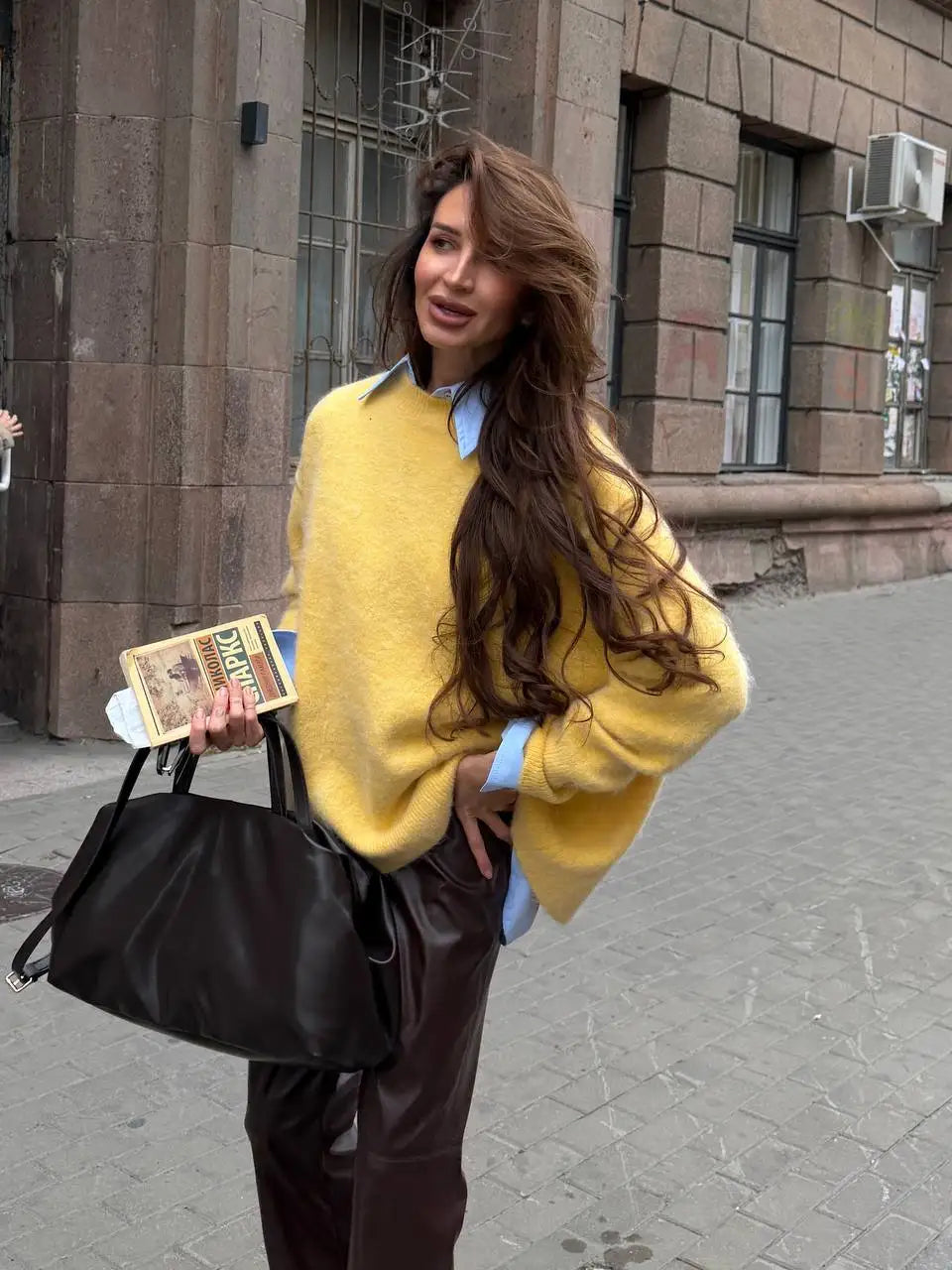 Hirsionsan 2025 Women’s V-Neck Knitted Sweater & Scarf – Soft Loose Winter Pullover