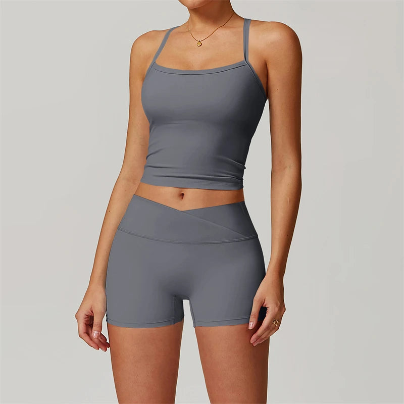 FlexFit 2-Piece Yoga Set – Push-Up Sports Bra & High-Waist Leggings