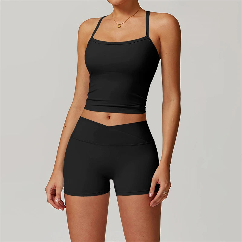 FlexFit 2-Piece Yoga Set – Push-Up Sports Bra & High-Waist Leggings