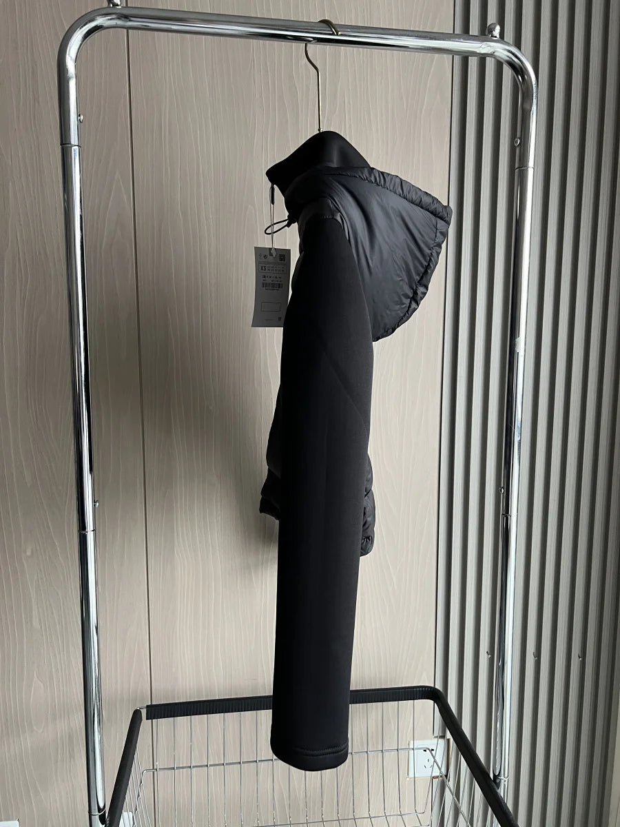 ModernEase Black Hooded Puffer Jacket