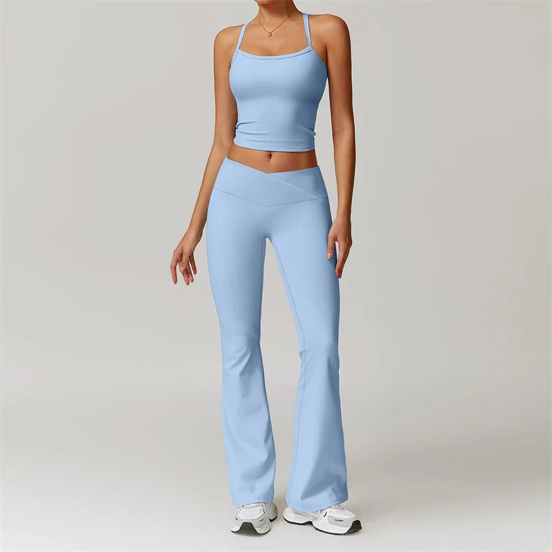 FlexFit 2-Piece Yoga Set – Push-Up Sports Bra & High-Waist Leggings