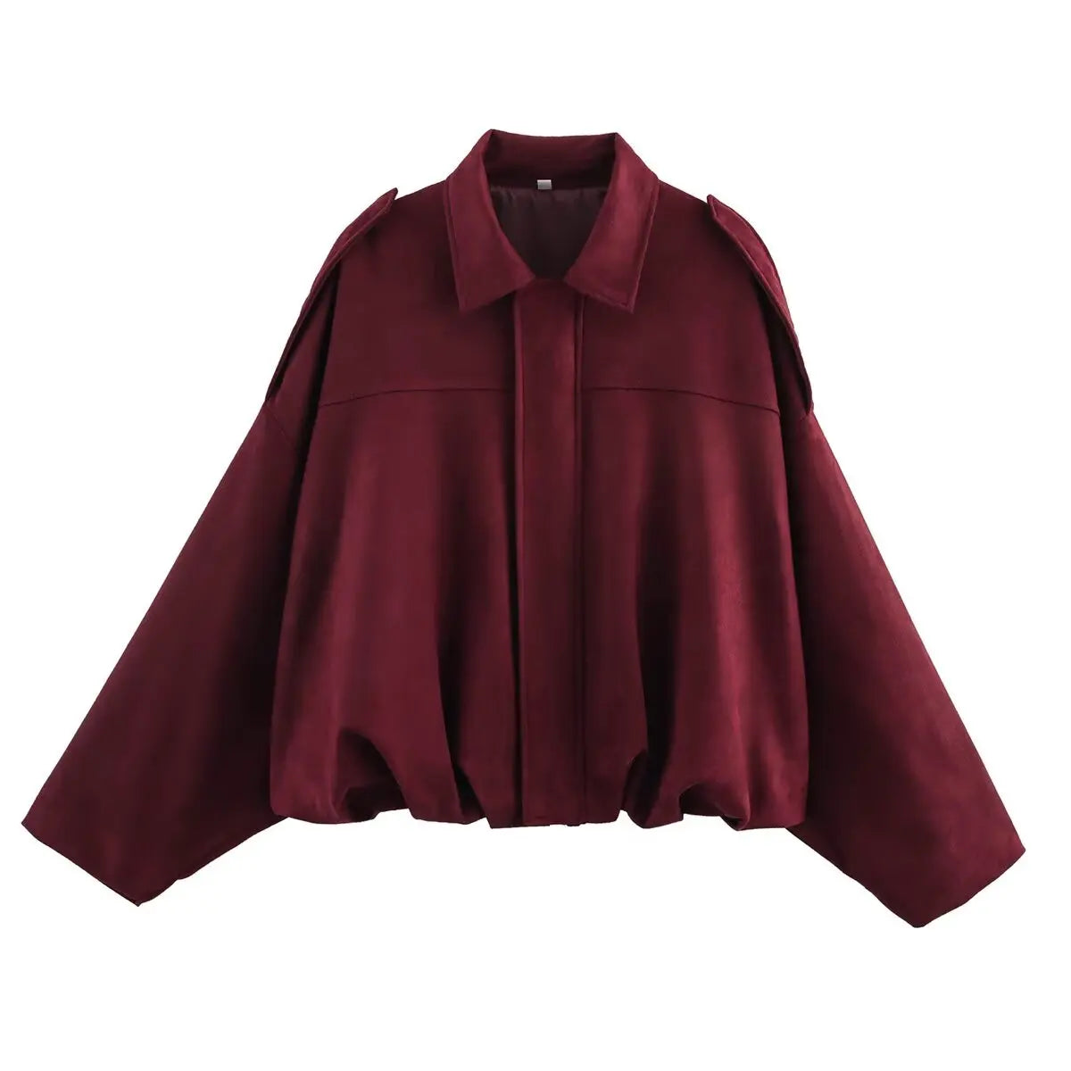 YENKYE 2025 Women’s Suede Bomber Jacket – Long Sleeve Lapel Collar Loose Outerwear