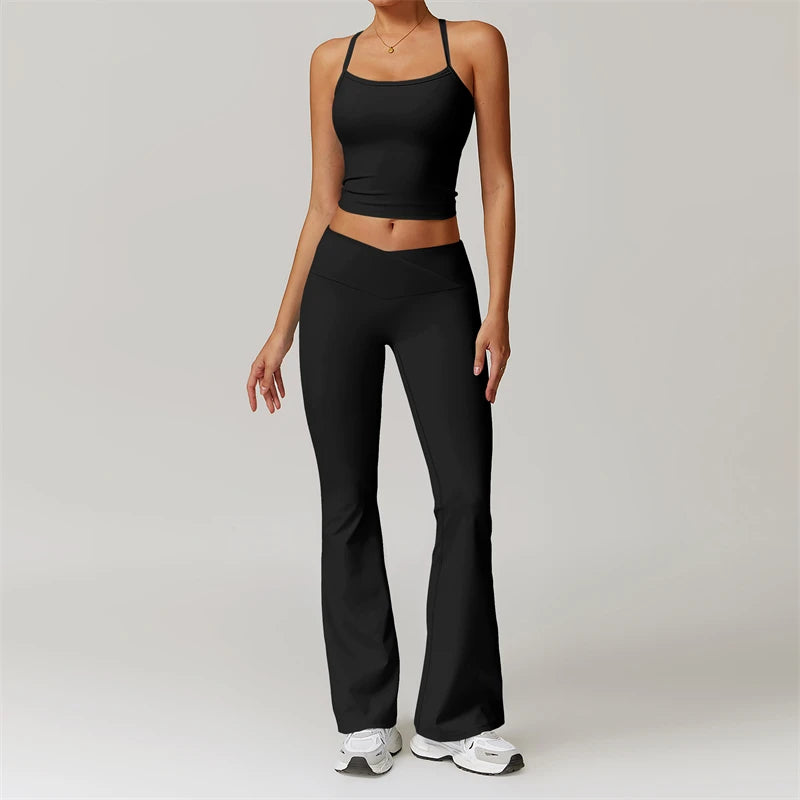 FlexFit 2-Piece Yoga Set – Push-Up Sports Bra & High-Waist Leggings