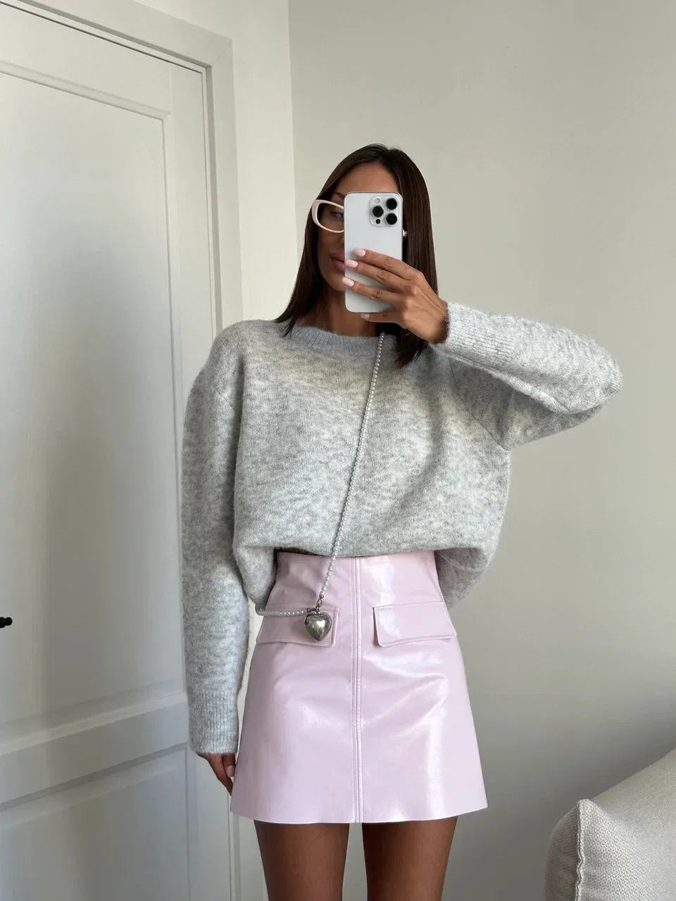 Hirsionsan 2025 Women’s V-Neck Knitted Sweater & Scarf – Soft Loose Winter Pullover